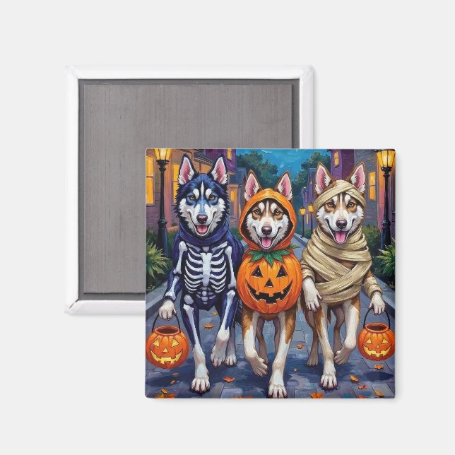 Siberian Husky Halloweenkostym för trick-or-treat Magnet (Front/Back)