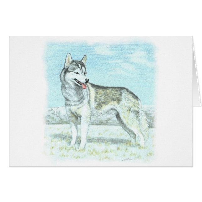 Siberian husky hälsningskort (Framsidan Horizontal)