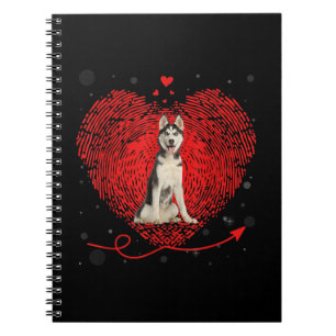 Siberian husky Heart Kärlek   Funny Valentine Gift Anteckningsbok