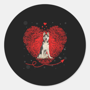 Siberian husky Heart Kärlek Funny Valentine Gift Runt Klistermärke
