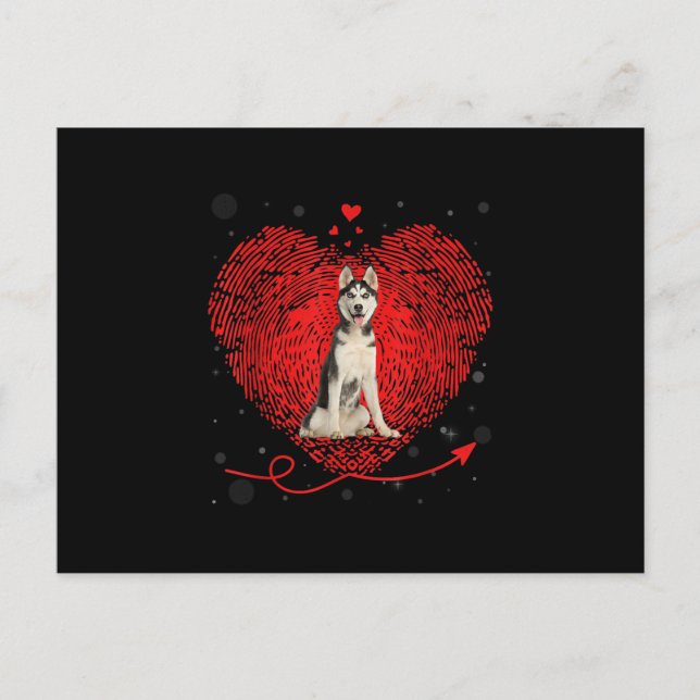 Siberian husky Heart Kärlek | Funny Valentine Gift Vykort (Framsida)