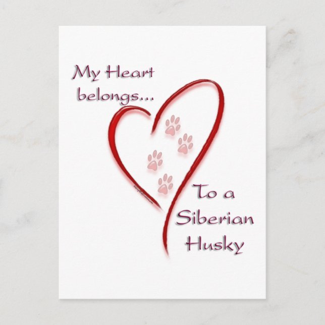Siberian husky Heart-Tillhören Vykort (Framsida)