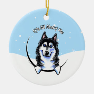 siberian husky hela julen julgransprydnad keramik
