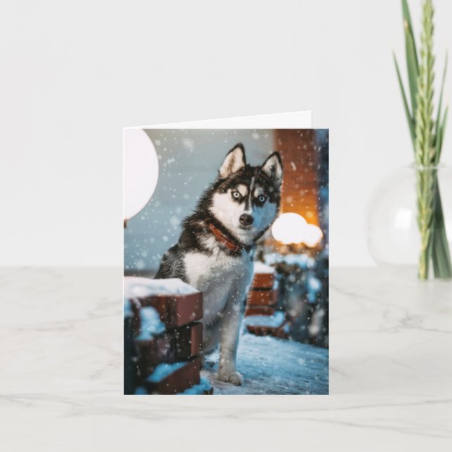 Siberian husky Hund älskare-Helgdag julkort Helgkort (Framsida)