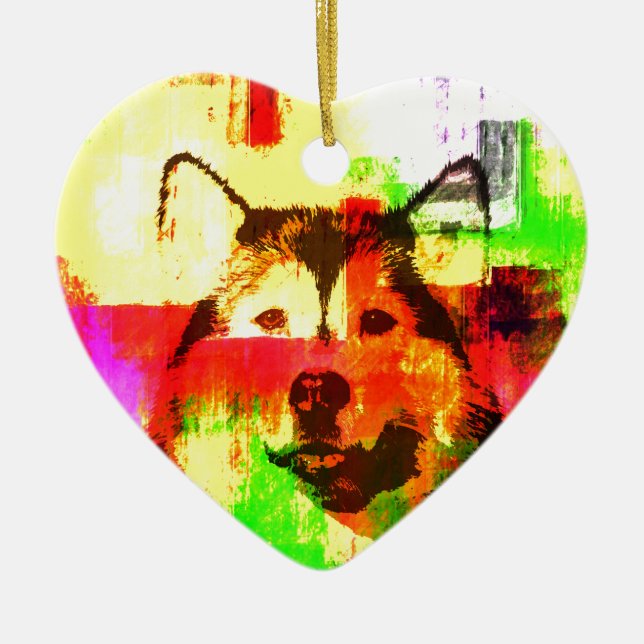 Siberian husky Hund Art Julgransprydnad Keramik (Framsidan)