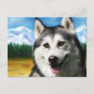 Siberian husky Hund Art - Solar Vykort