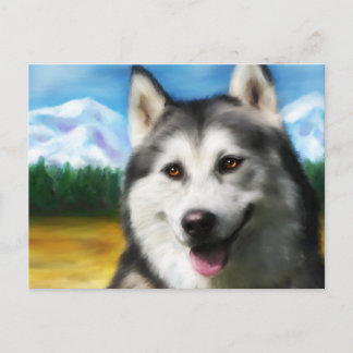 Siberian husky Hund Art - Solar Vykort
