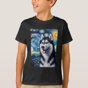 Siberian husky Hund Art Van Gogh Starry Night Sibe T Shirt