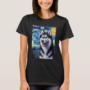 Siberian husky Hund Art Van Gogh Starry Night Sibe T Shirt
