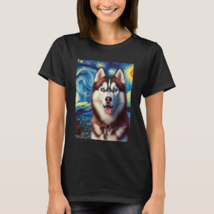 Siberian husky Hund Art Van Gogh Starry Night Sibe T Shirt