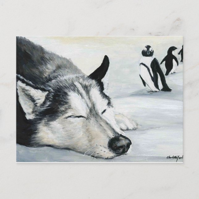 Siberian husky Hund Art-vykort Vykort (Framsida)