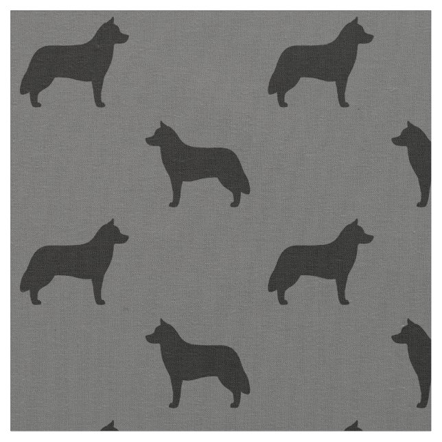 Siberian husky Hund aveln Silhouettes Patterned Tyg (Närbild)