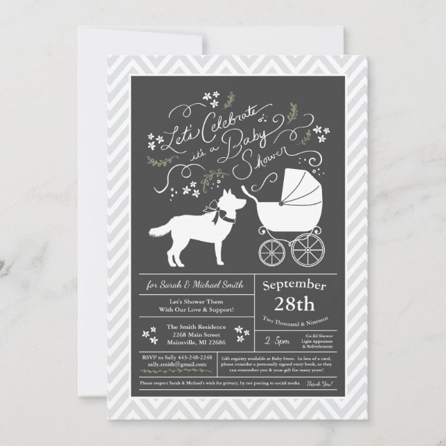 Siberian husky Hund Baby Shower Gender Neutral Inbjudningar (Framsida)