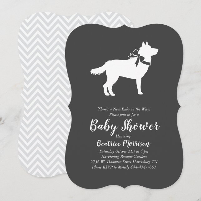 Siberian husky Hund Baby Shower Gender Neutral Inbjudningar (Fram/baksida)