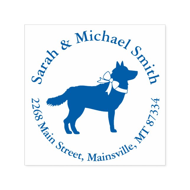 Siberian husky Hund Baby Shower Puppy Blue Boy Självfärgande Stämpel (Design)