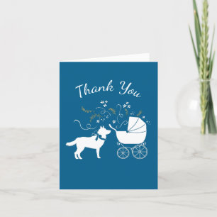 Siberian husky Hund Baby Shower Puppy Blue Boy Tack Kort