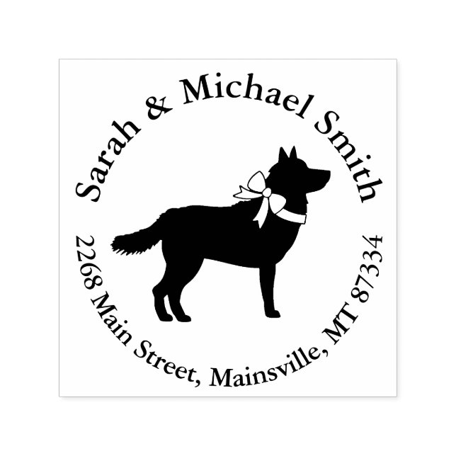 Siberian husky Hund Baby Shower Puppy Grått Självfärgande Stämpel (Design)