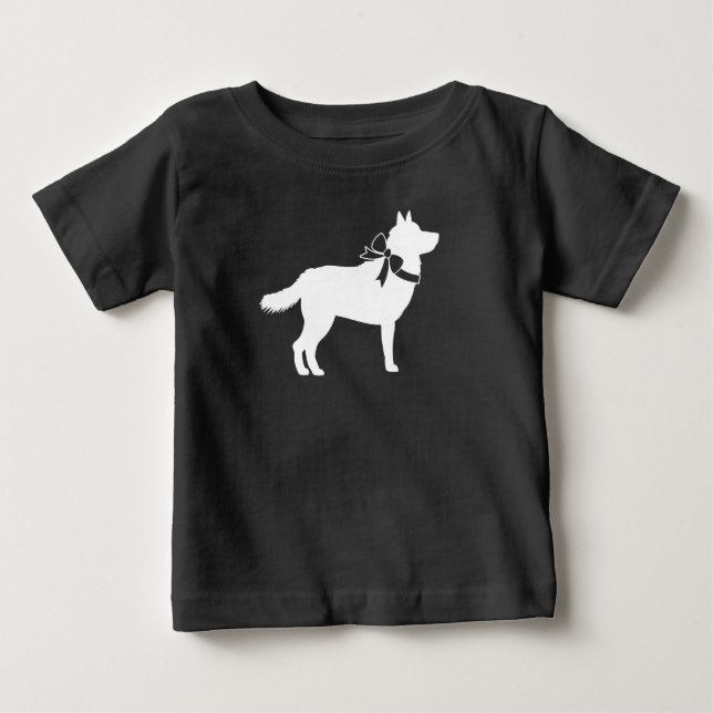 Siberian husky Hund Baby Shower Puppy Grått T Shirt (Framsida)