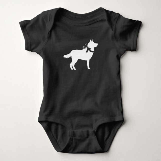 Siberian husky Hund Baby Shower Puppy Grått T Shirt (Framsida)