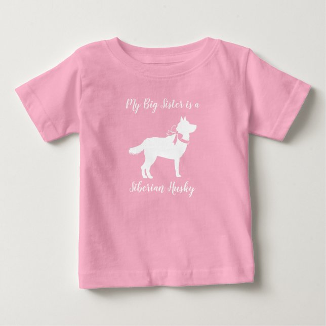 Siberian husky Hund Baby Shower Puppy Rosa Girl Gi T Shirt (Framsida)