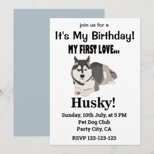 Siberian husky Hund Birthday Siberian husky Inbjudningar