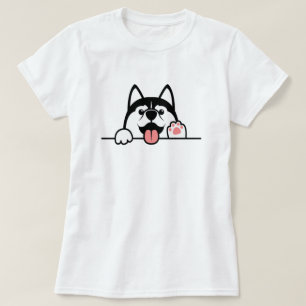 Siberian husky hund, Cute tassar uppåt över väggen T Shirt