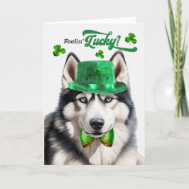 Siberian husky Hund Feelin' Lucky St patrick's day Helgkort