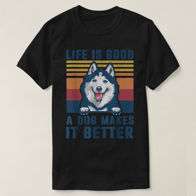 Siberian husky Hund ger Rolig hund Manar Wom Pappa T Shirt (Design framsida)