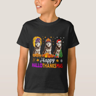 Siberian husky Hund Halloween jul HalloTack T Shirt