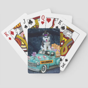 Siberian Husky Hund Halloween Lastbil Skräcknatt Casinokort