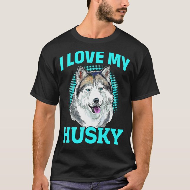 Siberian husky Hund - I Kärlek My Husky T Shirt (Framsida)