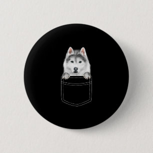 Siberian husky Hund i Pocket Rolig hund Älskare-g Knapp