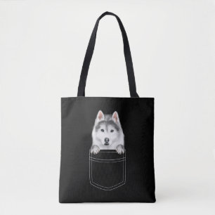 Siberian husky Hund i Pocket  Rolig hund Älskare-g Tygkasse