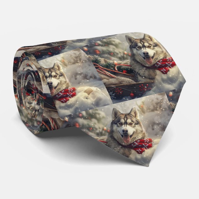 Siberian Husky Hund Jul Festlig Slips (Rullad)