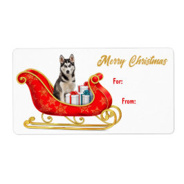Siberian husky Hund jul Sleigh Gift Märkre Fraktsedel