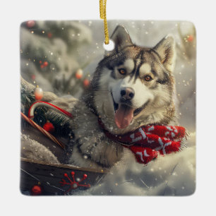 Siberian husky Hund julafton Julgransprydnad Keramik
