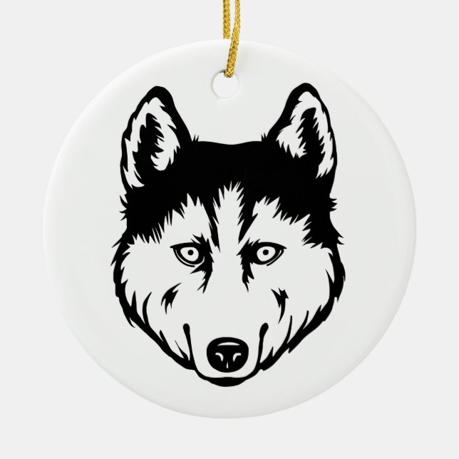 siberian husky Hund Julgransprydnad Keramik (Framsidan)