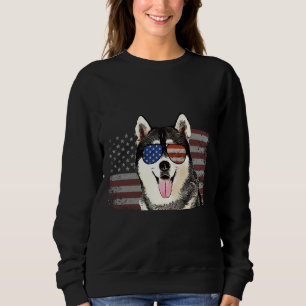 Siberian husky Hund juli 4:e Retro Usa American Fl T Shirt