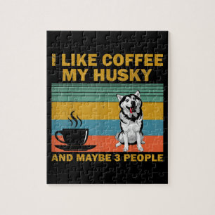 siberian husky Hund Kaffe Älskare Quote Gift Pussel