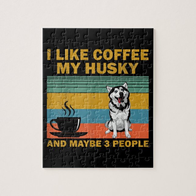 Siberian husky Hund | Kaffe Älskare Quote Gift Pussel (Vertikal)