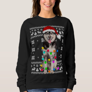 Siberian husky Hund Ljus Ugly Puppy Santa Hat Chr T Shirt