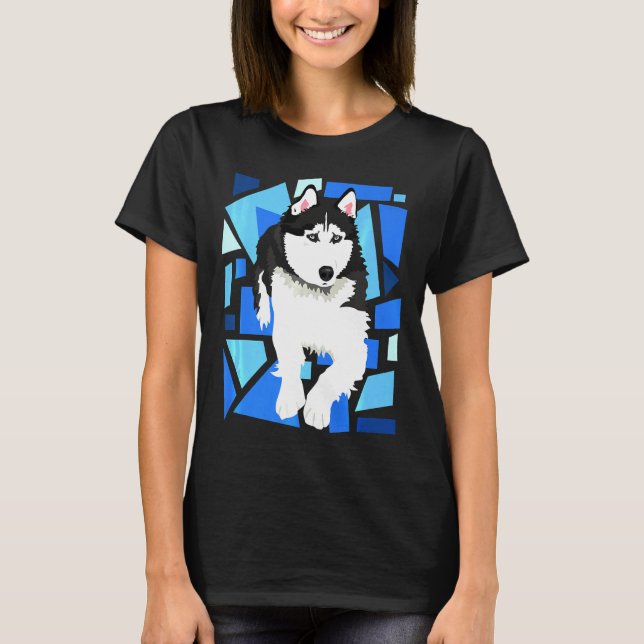 Siberian husky Hund med blå Öga T Shirt (Framsida)
