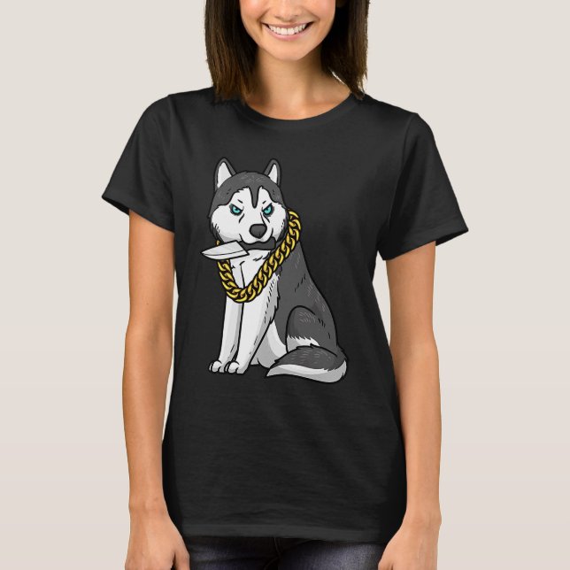 Siberian husky Hund med Knivar T Shirt (Framsida)