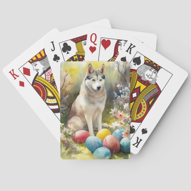 Siberian husky Hund med Påskägg Helgdag Casinokort (Baksidan)