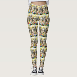 Siberian Husky Hund med påskägg Semester Leggings