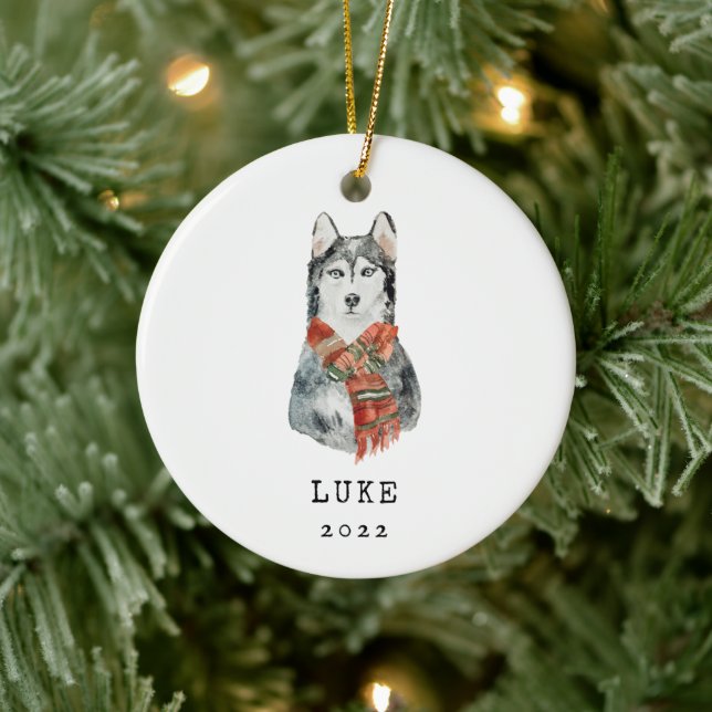 Siberian Husky Hund Minnes Ornament (Träd)