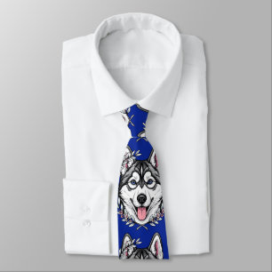 Siberian Husky Hund Och Mountain Laurel Blossom Slips