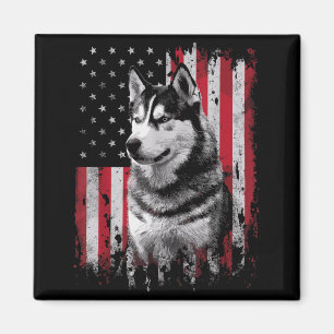 Siberian Husky Hund Pappa Mamma Amerika 4 juli Magnet