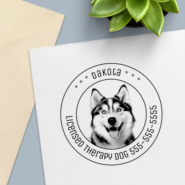 Siberian husky Hund Pet-fotorundan Självfärgande Stämpel (Skapare uppladdad)