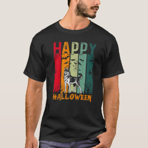 Siberian husky Hund Retro Stil Halloween-middagen  T Shirt